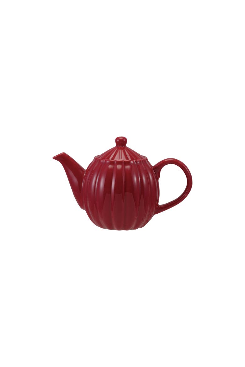 Reactive Glaze Ribbed Stoneware Teapot, Main, color, Red