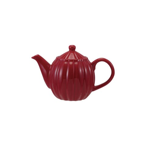 Reactive Glaze Ribbed Stoneware Teapot