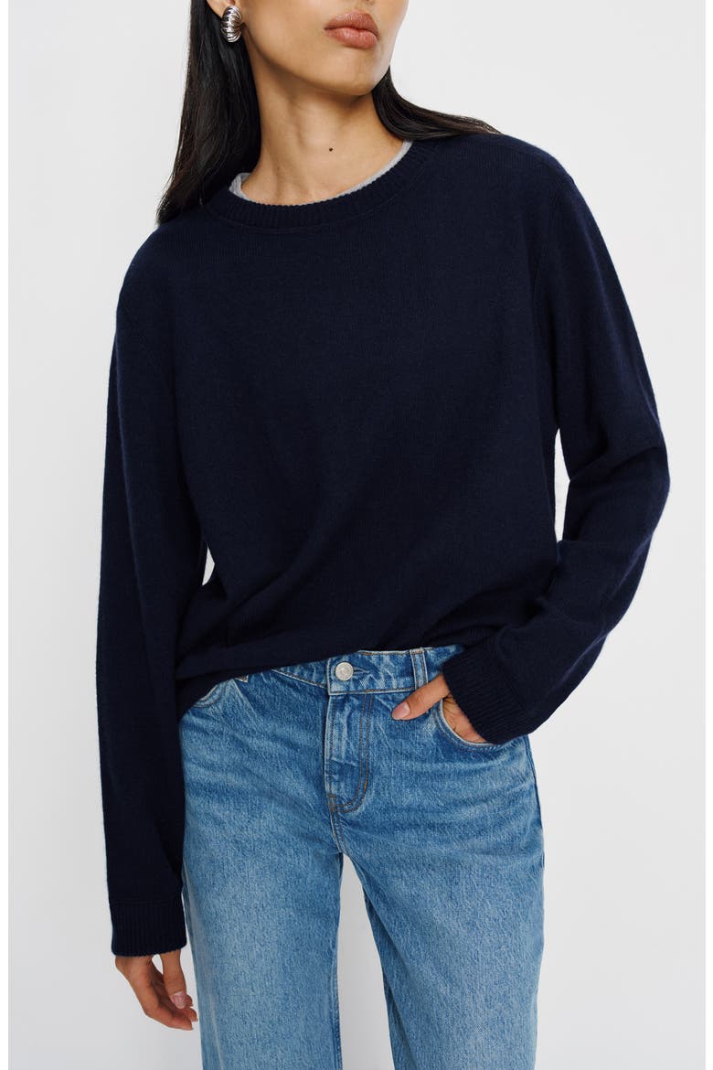 Oversize Cashmere & Wool Sweater, Main, color, NAVY