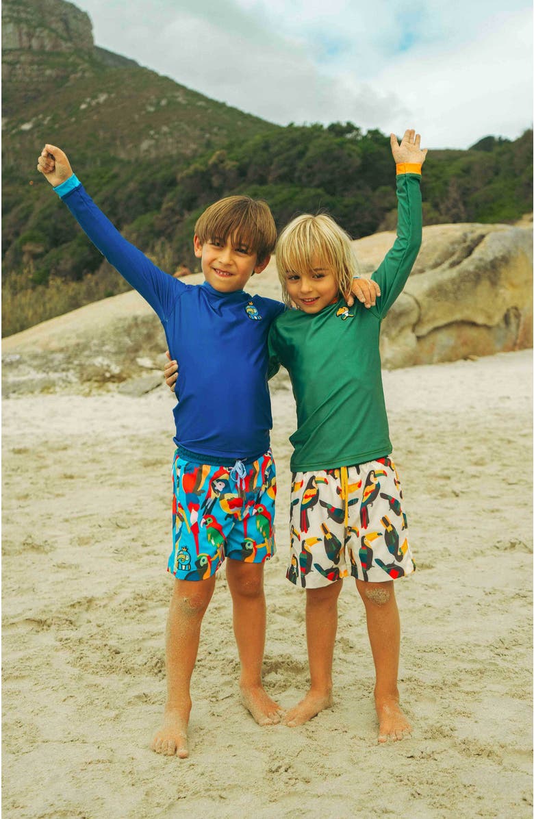 Roarsome Parrot Swim Trunk, Alternate, color, Bright Blue