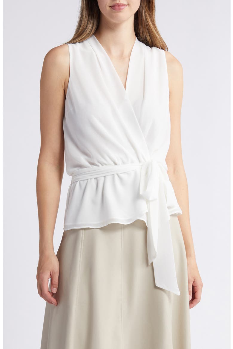 Golriz Wrap Tie Waist Sleeveless Top, Main, color, WHITE