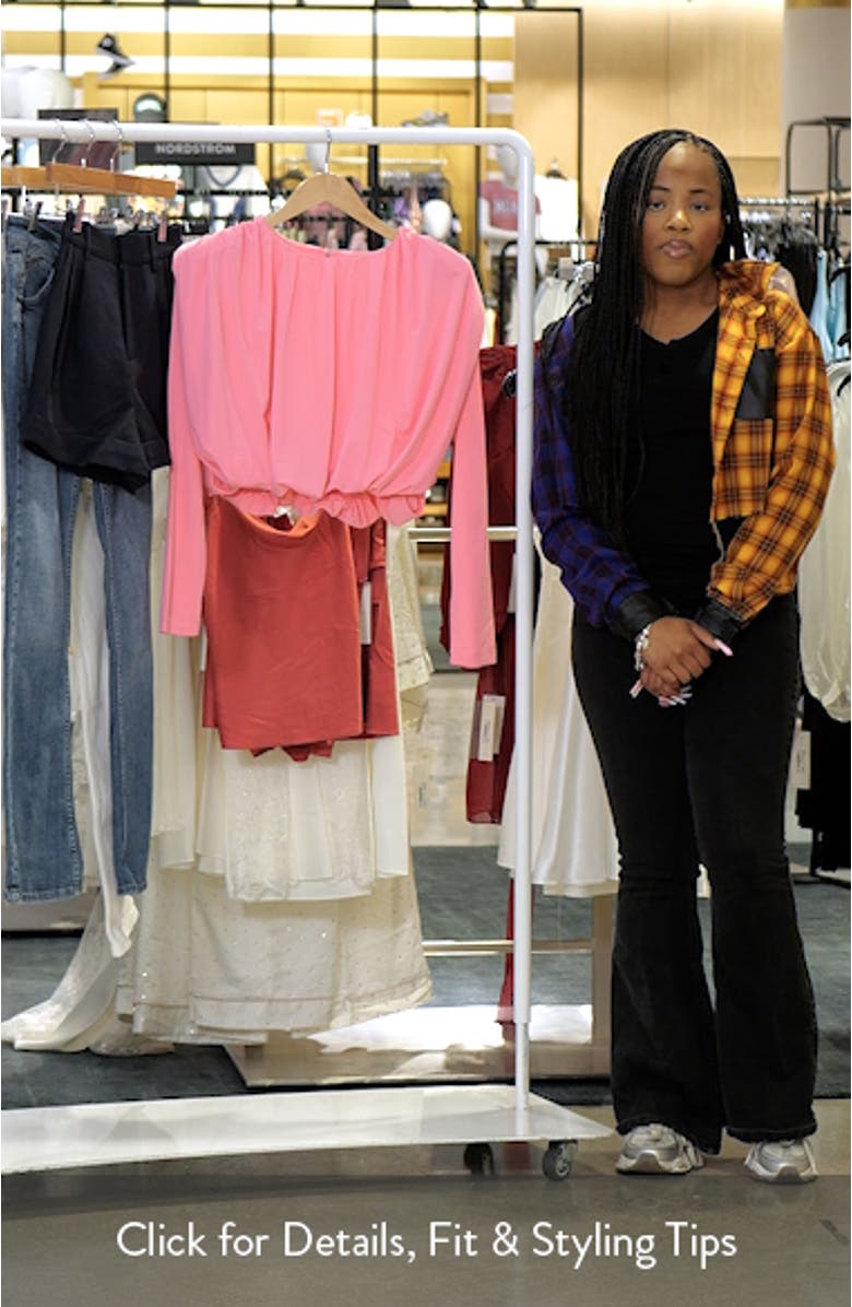 Shoulder Pad Pleat Crop Blouse, sales video thumbnail