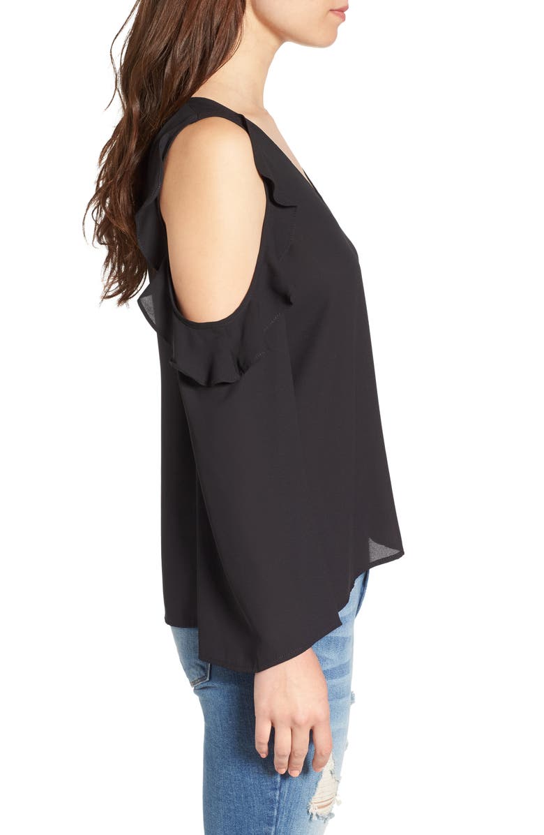 All in Favor Cold Shoulder Ruffle Top, Alternate, color,