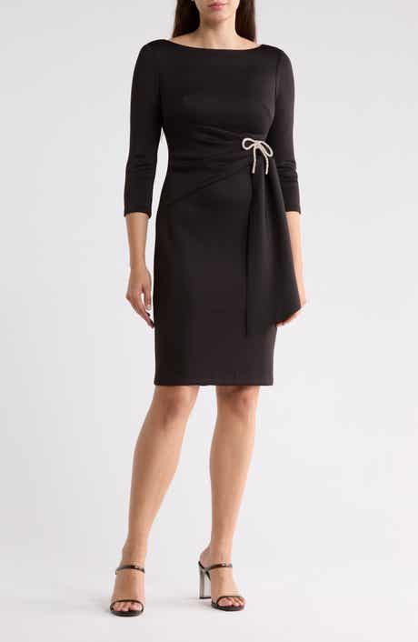 Crystal Bow Bateau Neck Sheath Dress