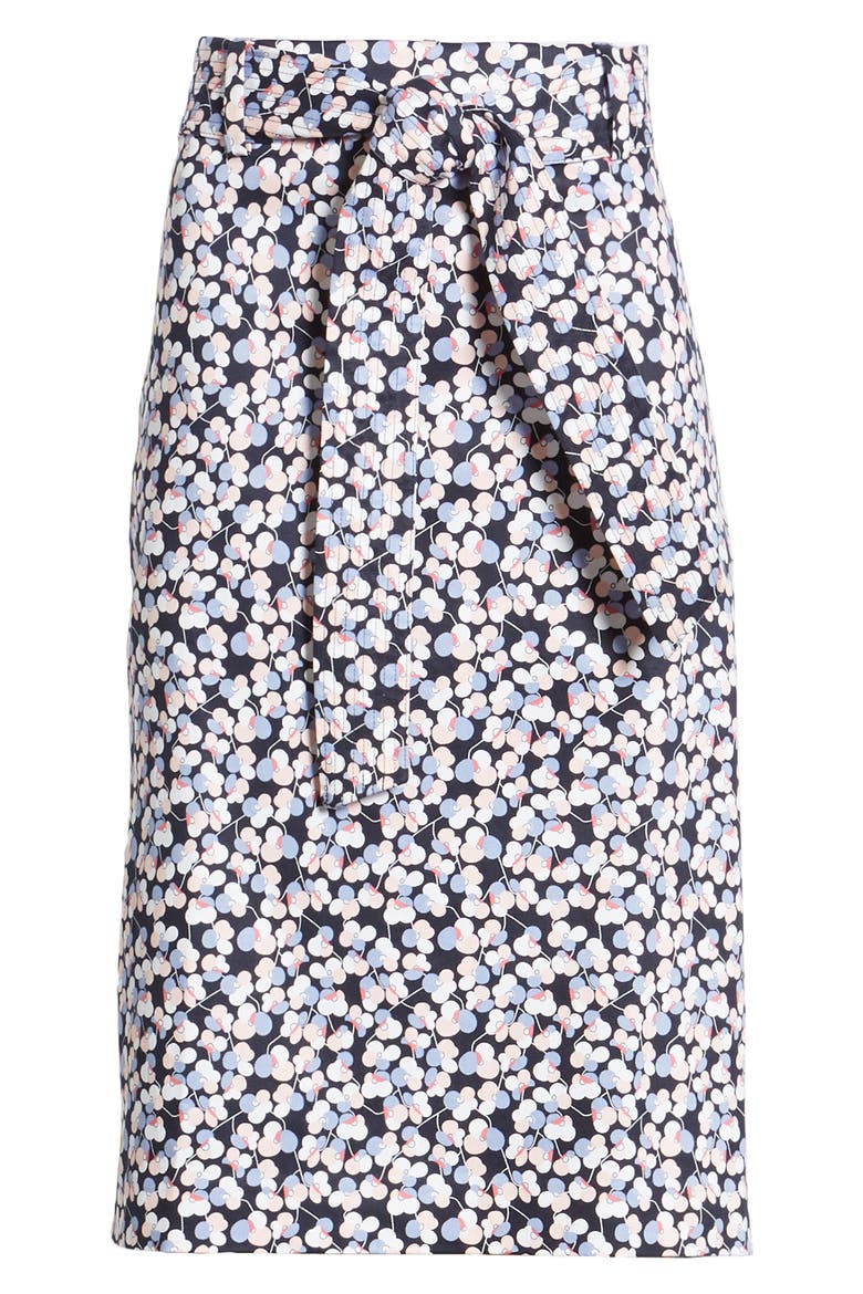 Twill Pencil Skirt, Alternate, color, NAVY VINTAGE POP FLORAL