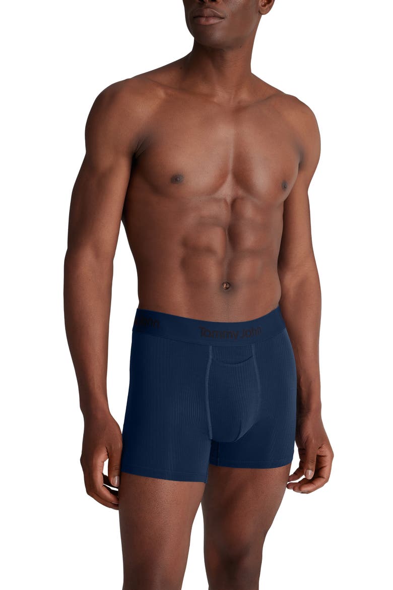 Second Skin Luxe Rib 4-Inch Boxer Briefs, Main, color, DRESS BLUES
