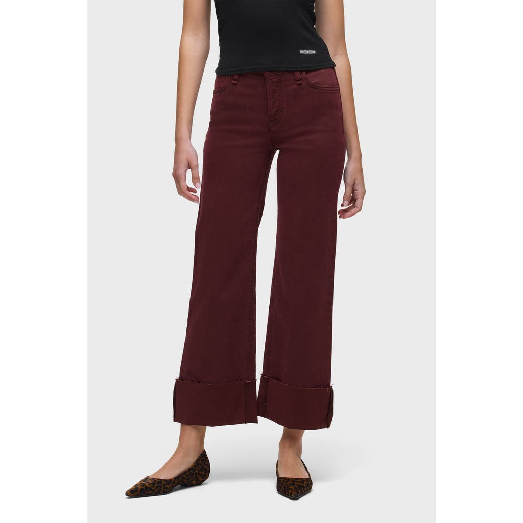 Hudson Jeans Rosie High Rise Wide Leg Ankle Cuff In Brown