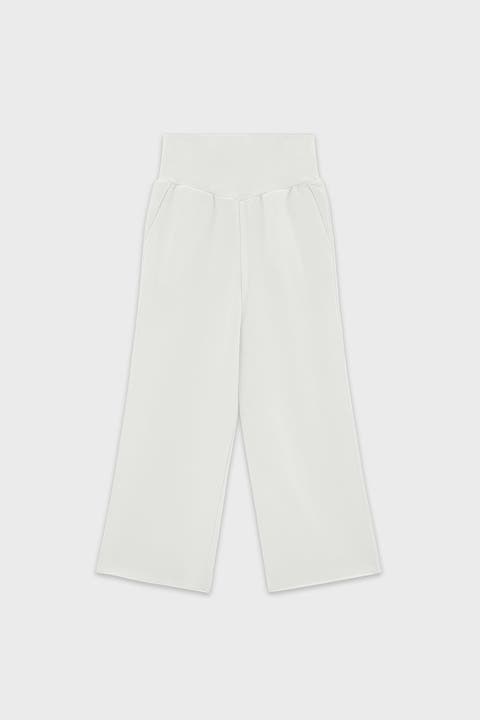 Cotton High Waisted Wide Leg Sweatpant With Raw Hem