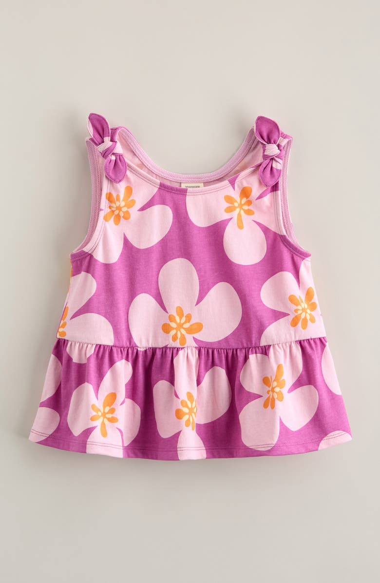 Tucker + Tate Kids' Floral Cotton Peplum Tank, Main, color, Pink Rosebud Bold Floral