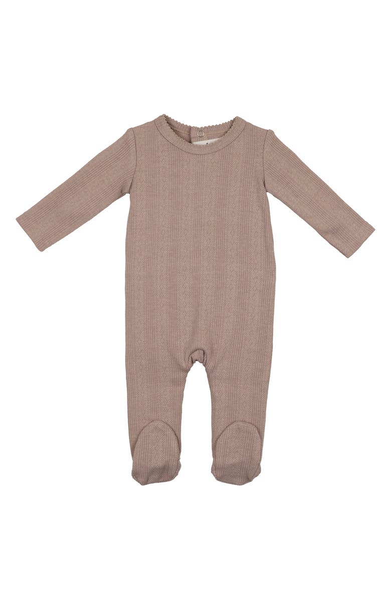 Manière Stretch Cotton Pointelle Footie, Main, color, Sand