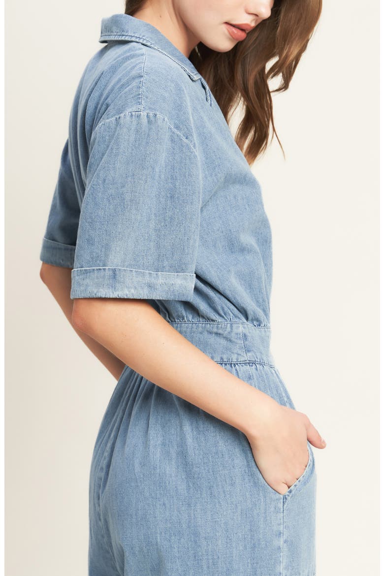 Chambray Wide Leg Jumpsuit, Alternate, color, LIGHT INDIGO