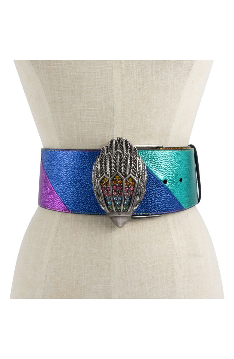 Kurt Geiger London Metallic Rainbow Leather Belt, Alternate, color,