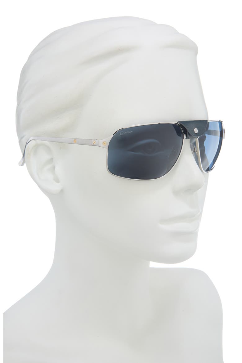 64mm Oversize Navigator Sunglasses, Alternate, color, SILVER
