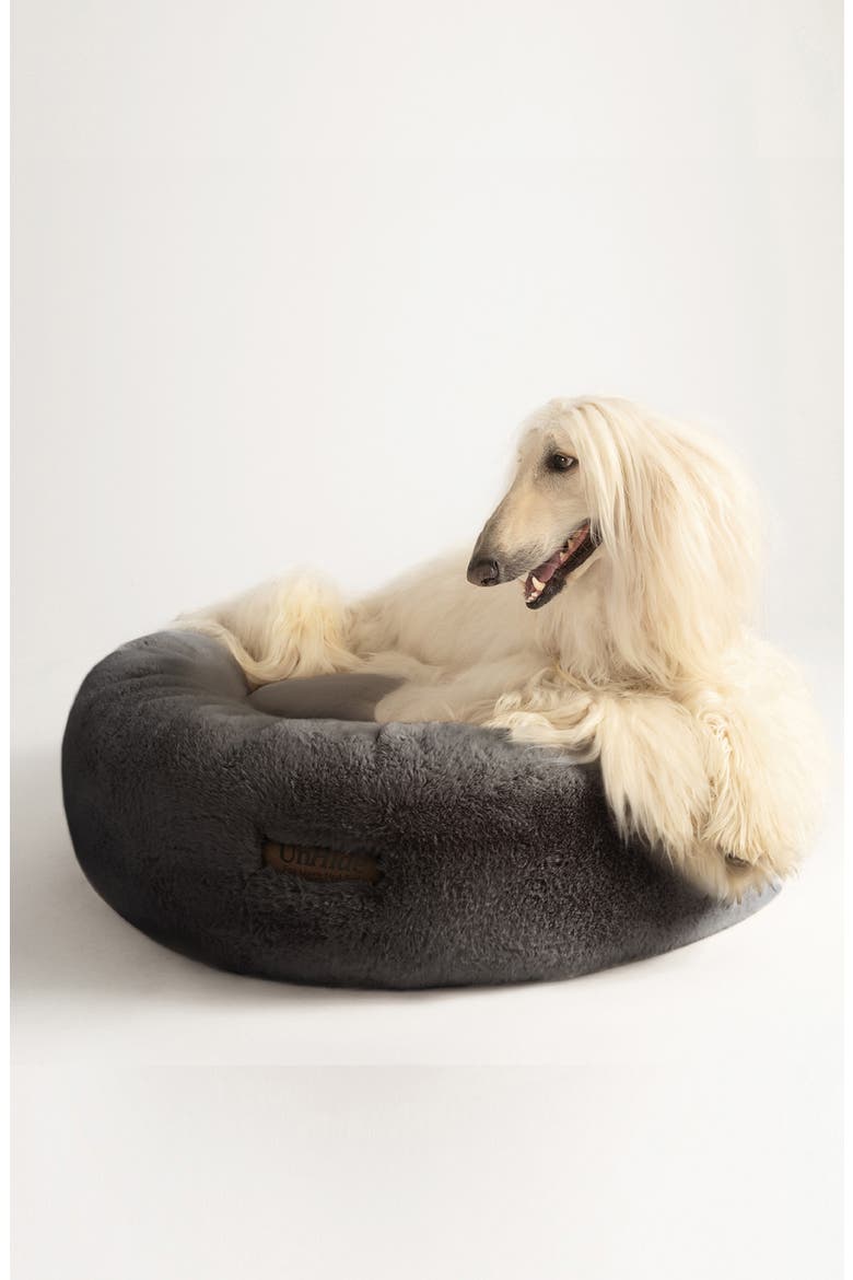 Faux Fur Pet Bed, Alternate, color, CHARCOAL CHARLIE