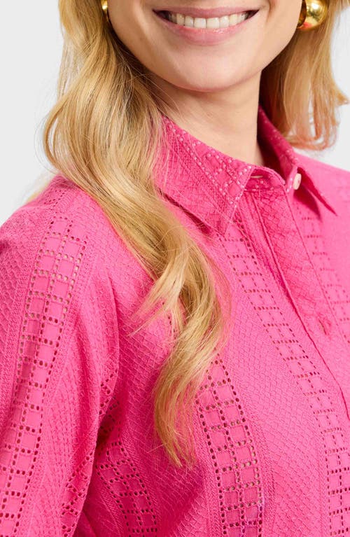 FOXCROFT FOXCROFT ZOEY MIXED STITCH BUTTON-UP SHIRT 