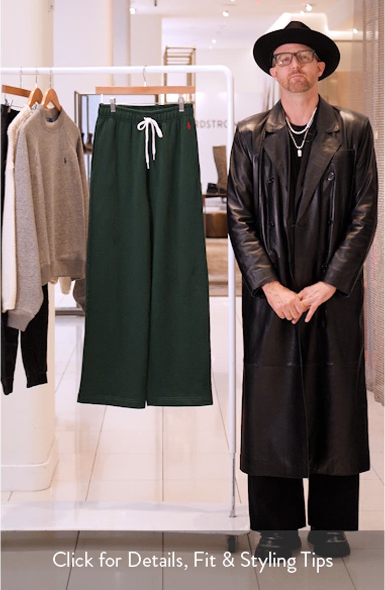 Wide Leg Cotton Blend Fleece Sweatpants, sales video thumbnail