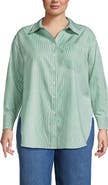 Lands' End Plus Size Oversized No Iron Tunic with Statement Collar Shirt