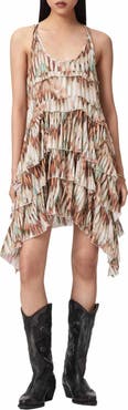 AllSaints Cavarly Tiered Asymmetric Hem Cotton Dress