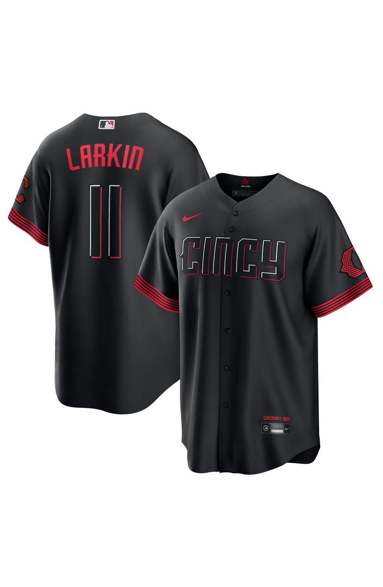 Nike Men's Nike Barry Larkin Black Cincinnati Reds City Connect Replica Player Jersey, Alternate, color, Black