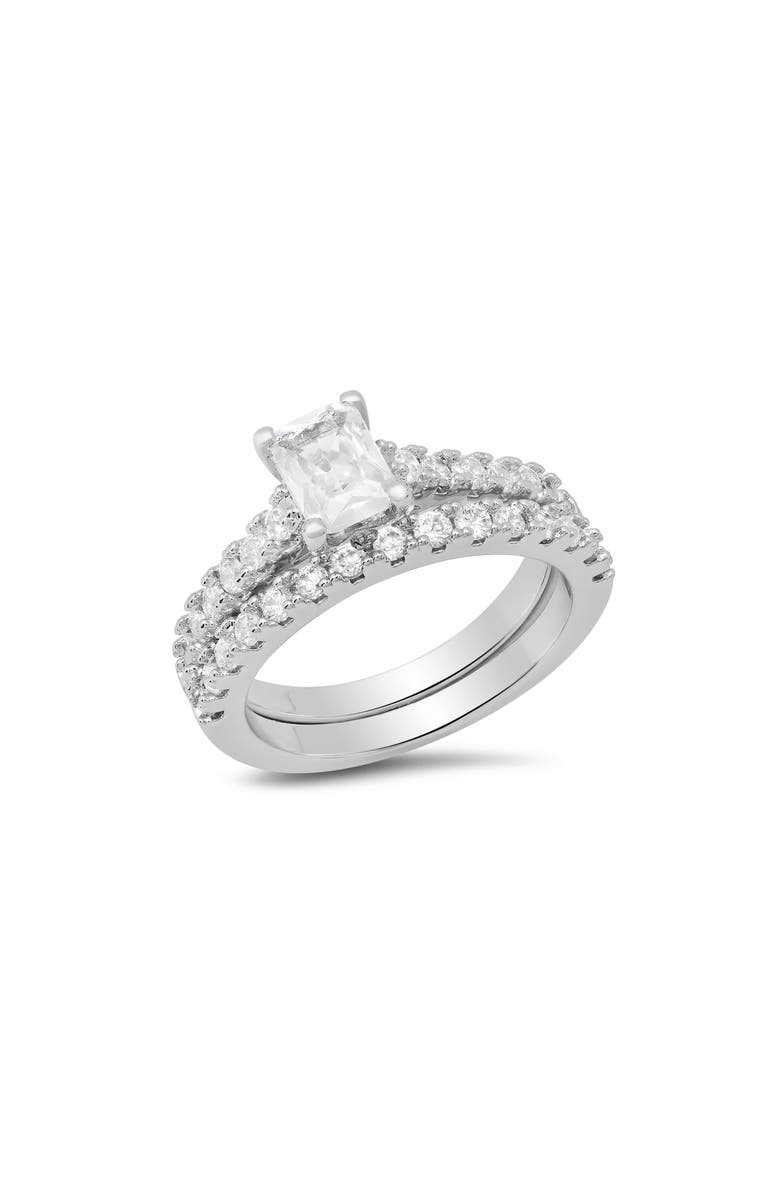 HMY JEWELRY Set of 2 Simulated Diamond Rings, Main, color, Silver