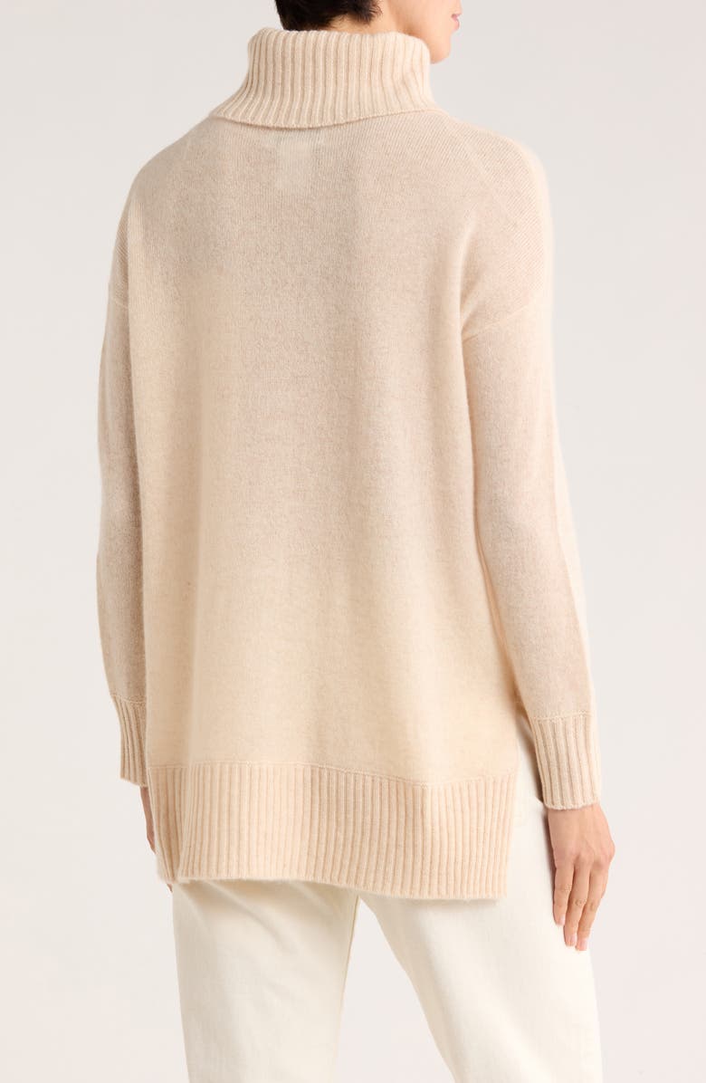 Magaschoni Cashmere Turtleneck Step Hem Sweater, Alternate, color, Creamy Heather