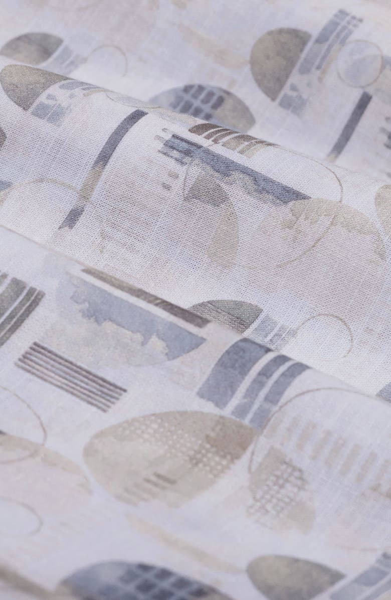 Bugatchi Vero Shaped Fit Geometric Print Short Sleeve Button-Up Shirt, Alternate, color, Khaki