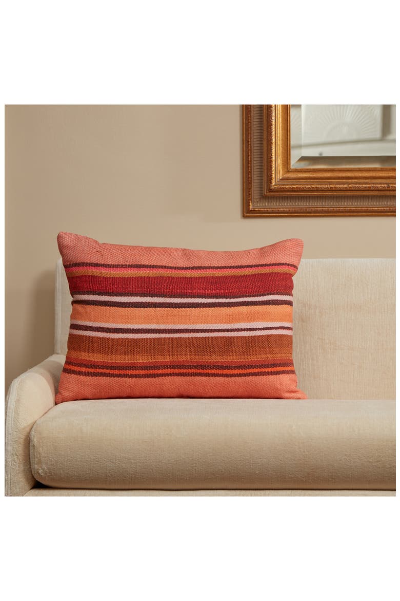 Coral Stripe Throw Pillow, Alternate, color, CORAL MULTI