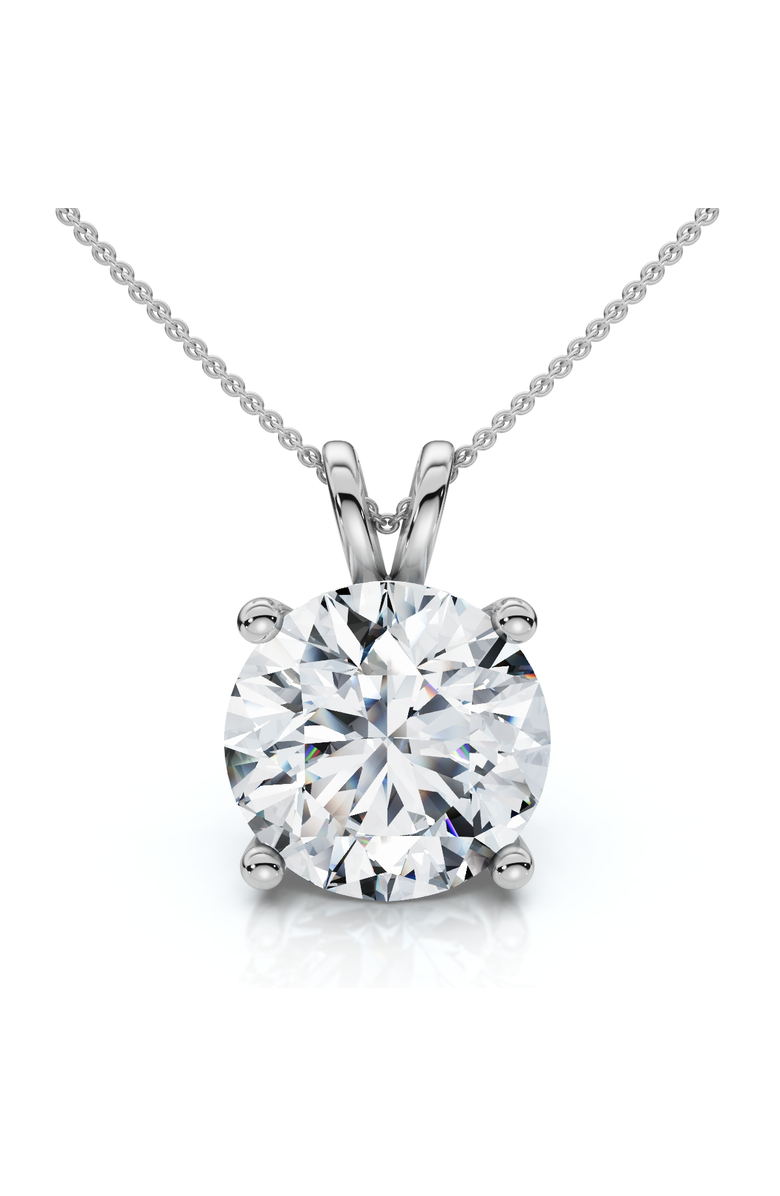 Bliss Diamond 3Ct Round Solitaire Diamond Pendant 14k Gold Necklace Lab Grown 18" FG/SI1, Main, color, White Gold