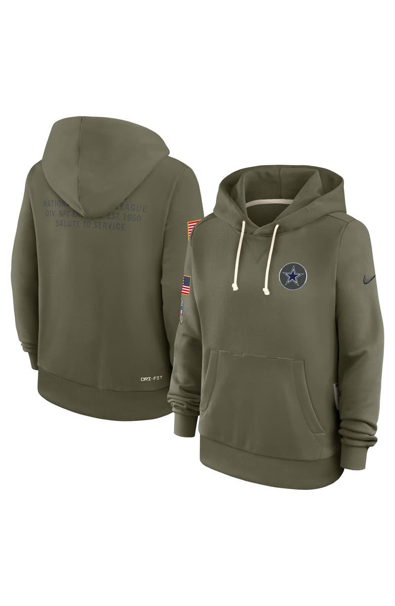 Nike Women's Nike Olive Dallas Cowboys 2025 Salute to Service Sideline Standard Issue Dri-FIT Hoodie, Main, color, Olive