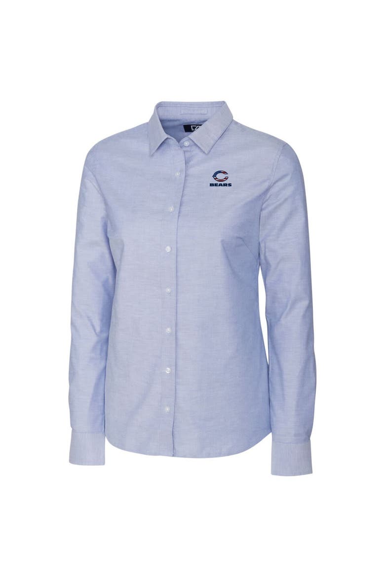 Women's Cutter & Buck Light Blue Chicago Bears Oxford Stretch Long Sleeve Button-Up Shirt, Alternate, color, Light Blue