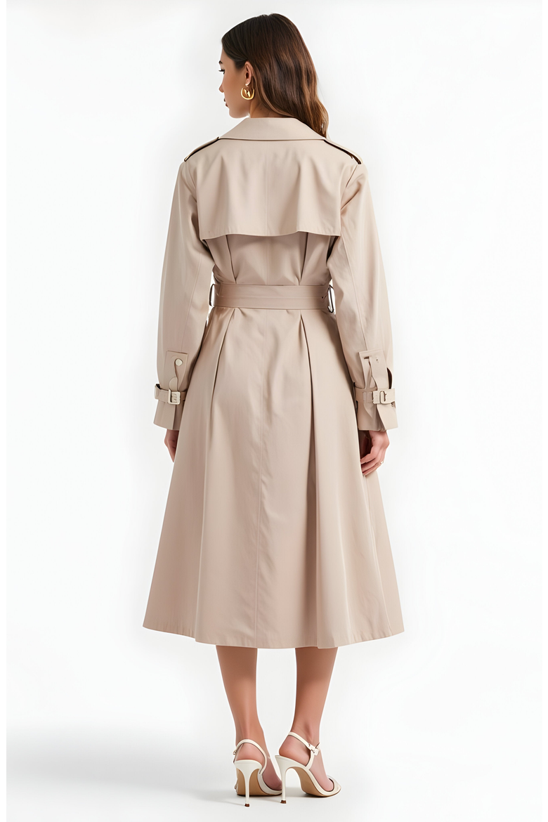 Double-Breasted Trench Coat with Belt, Alternate, color, Beige
