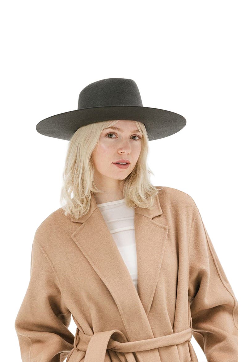 Dakota Wide Brim Felt Hat, Alternate, color, Dark Grey