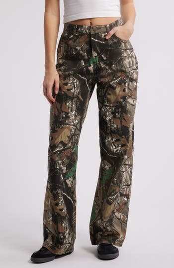 Ptcl Forest Camo Wide Leg Jeans In Green
