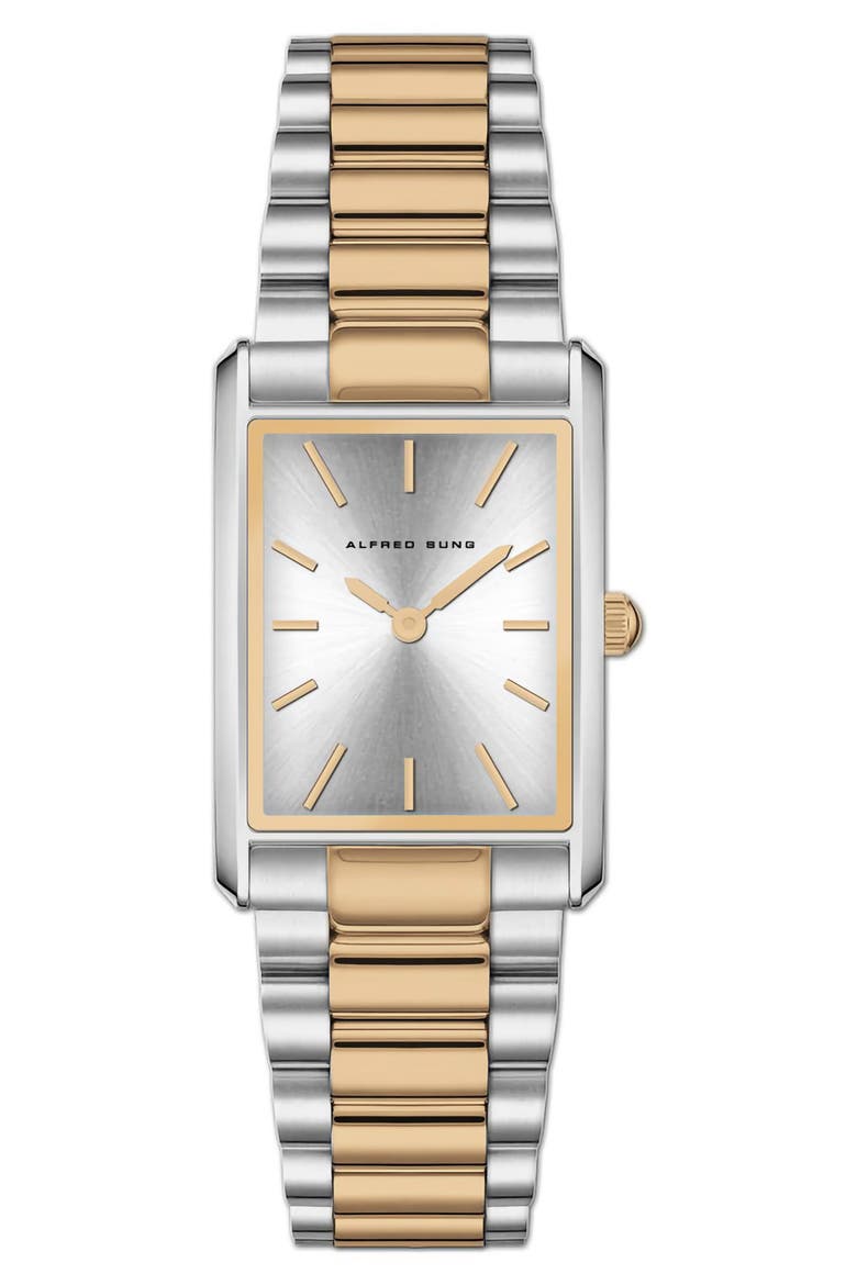 Horizon Rectangular Bracelet Watch, 37mm x 45mm, Main, color, TWO TONE/ SILVER