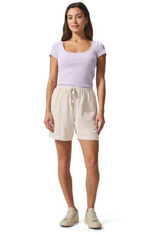 Splendid Angie Tie Waist Chambray Shorts In Neutral
