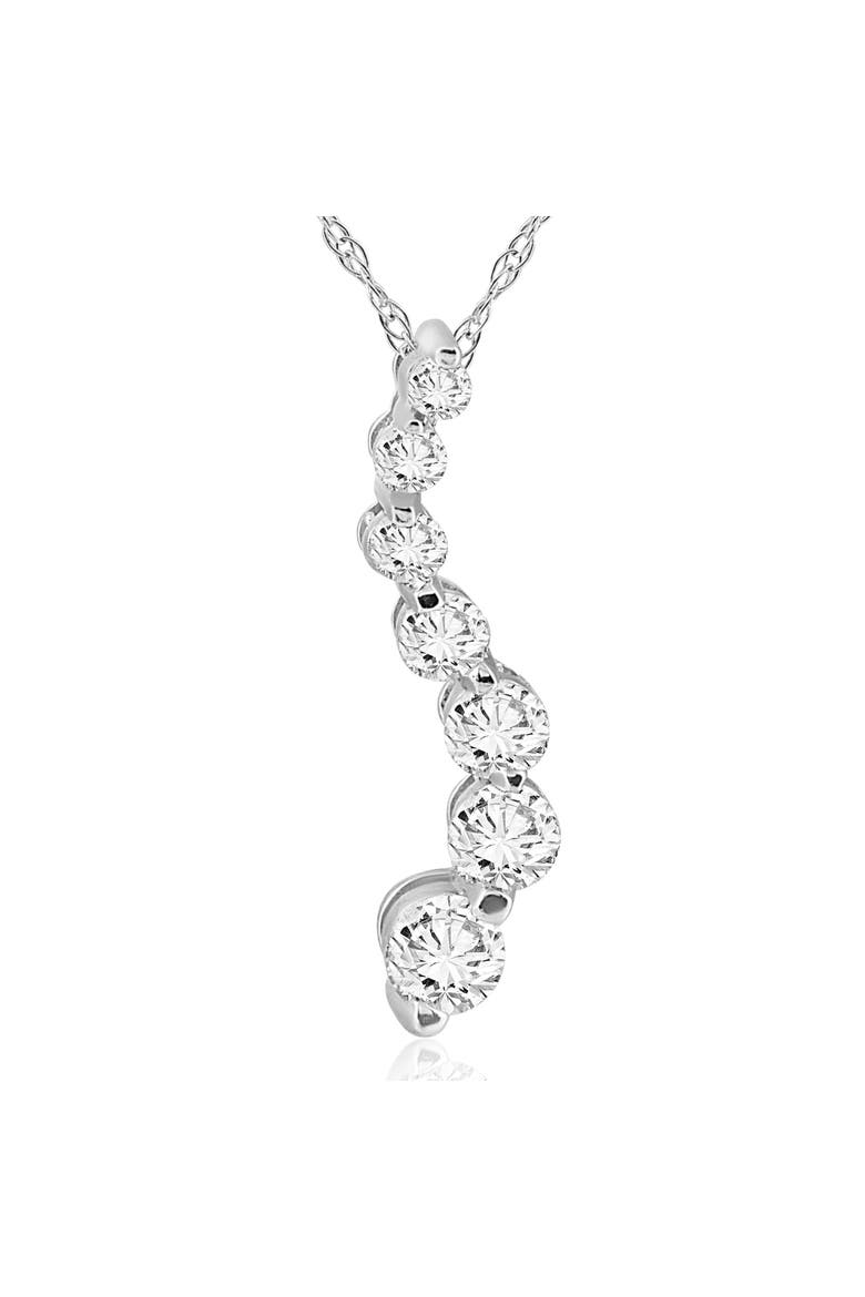 1/2Ct Diamond Journey Pendant 18" Women's Necklace Lab Grown 3/4" Tall, Main, color, Silver