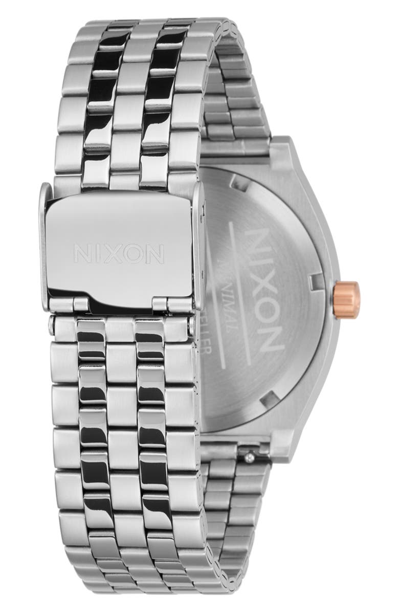 Nixon Time Teller Bracelet Watch, 37mm, Alternate, color, Silver / Rose Gold / Black