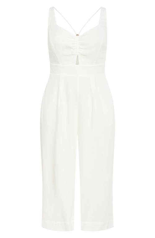 City Chic Ryann Cutout Sleeveless Jumpsuit In Ivory