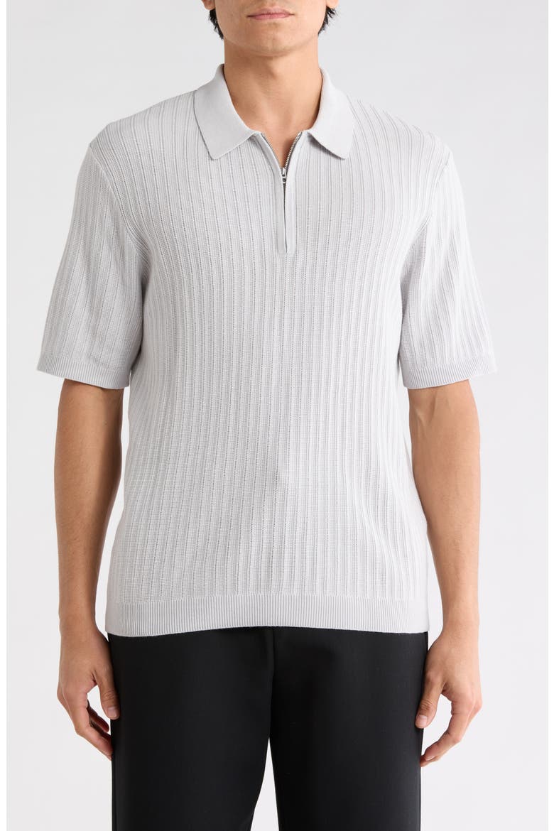 Lewis Quarter Zip Polo Shirt, Main, color, LIGHT GREY