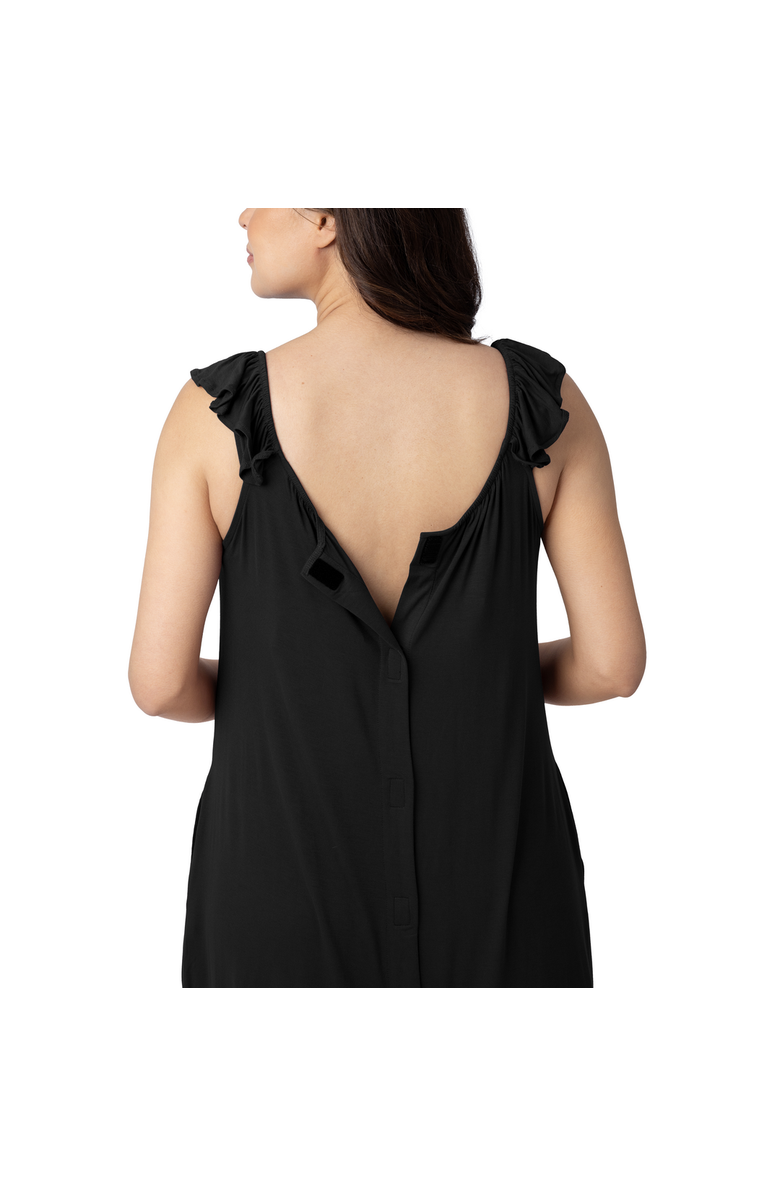 Kindred Bravely Ruffle Strap Labor & Delivery Gown, Alternate, color, Black