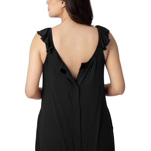 Kindred Bravely Ruffle Strap Labor & Delivery Gown In Black