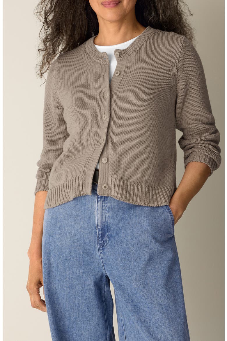 Organic Cotton Crewneck Cardigan, Main, color, WHEAT