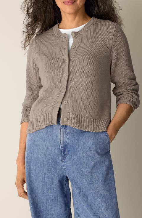 Organic Cotton Crewneck Cardigan