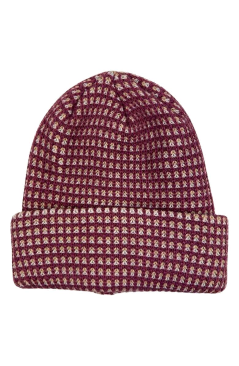 MARCUS ADLER Checkered Cuffed Knit Beanie, Main, color, Plum