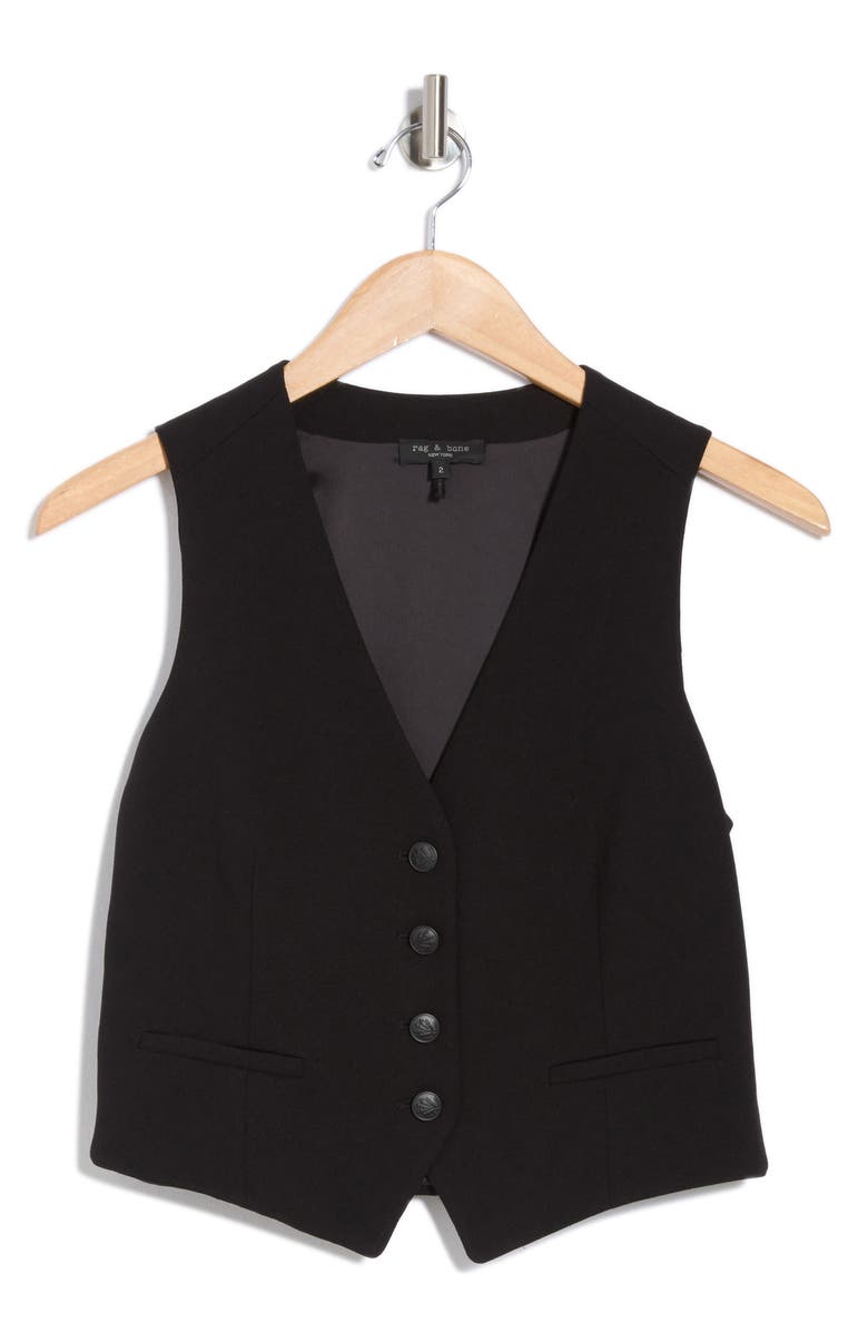 rag & bone Priya Ponte Vest, Alternate, color, Black