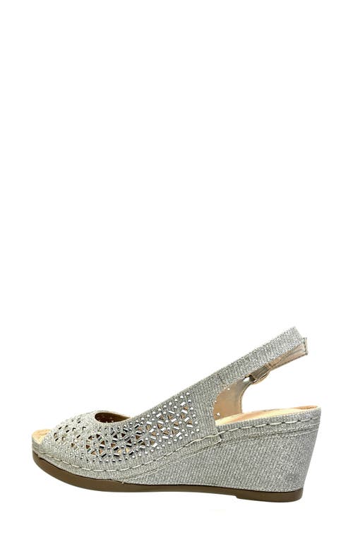 Ninety Union Anita Crystal Embellished Slingback Wedge Sandal In Silver