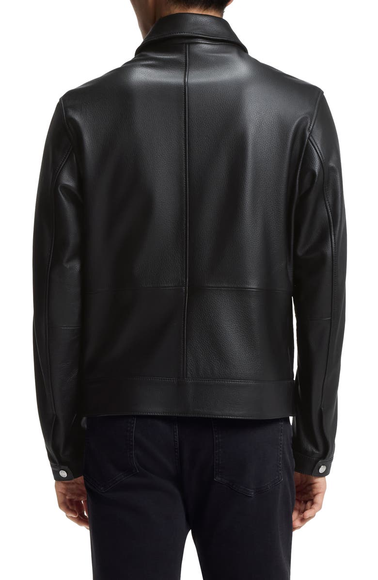 BOSS Mapson Lambskin Leather Jacket, Alternate, color, Black