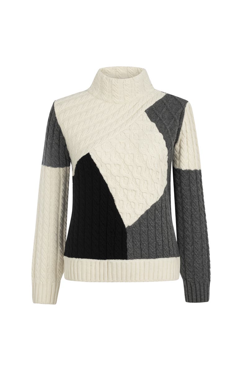 Labeca London Victoria Monochrome Patchwork Cashmere-Blend Sweater, Alternate, color, Grey