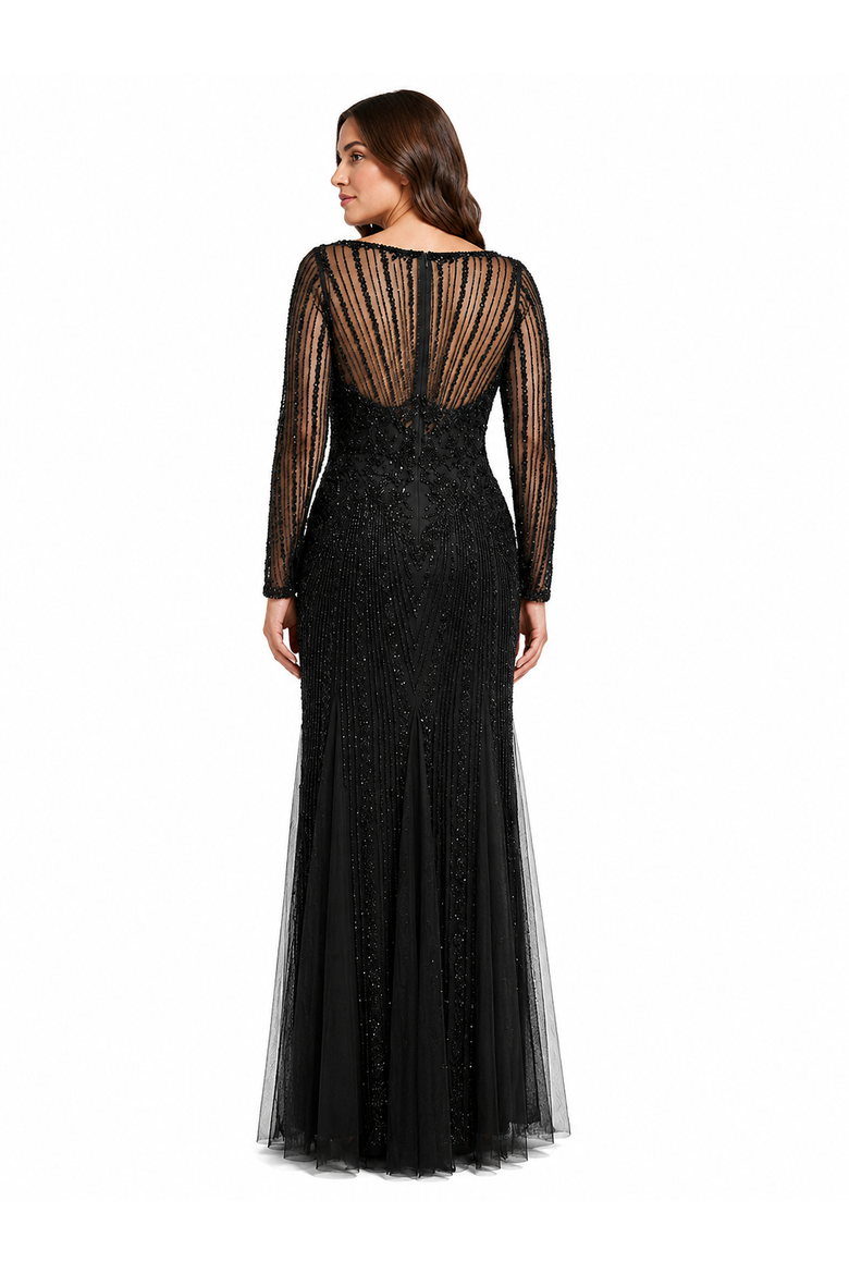 High Neck Beaded Gown, Alternate, color, Black