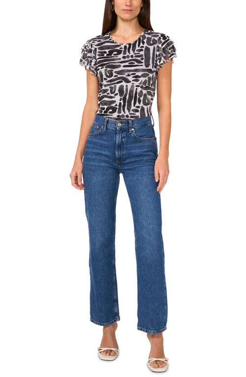 VINCE CAMUTO VINCE CAMUTO GEO PRINT FLUTTER SLEEVE MESH TOP 